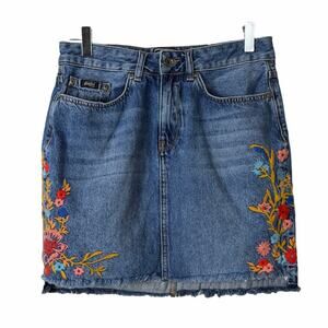 Superdry Floral Embroidered Denim Skirt Heritage 93 Women’s Size W28